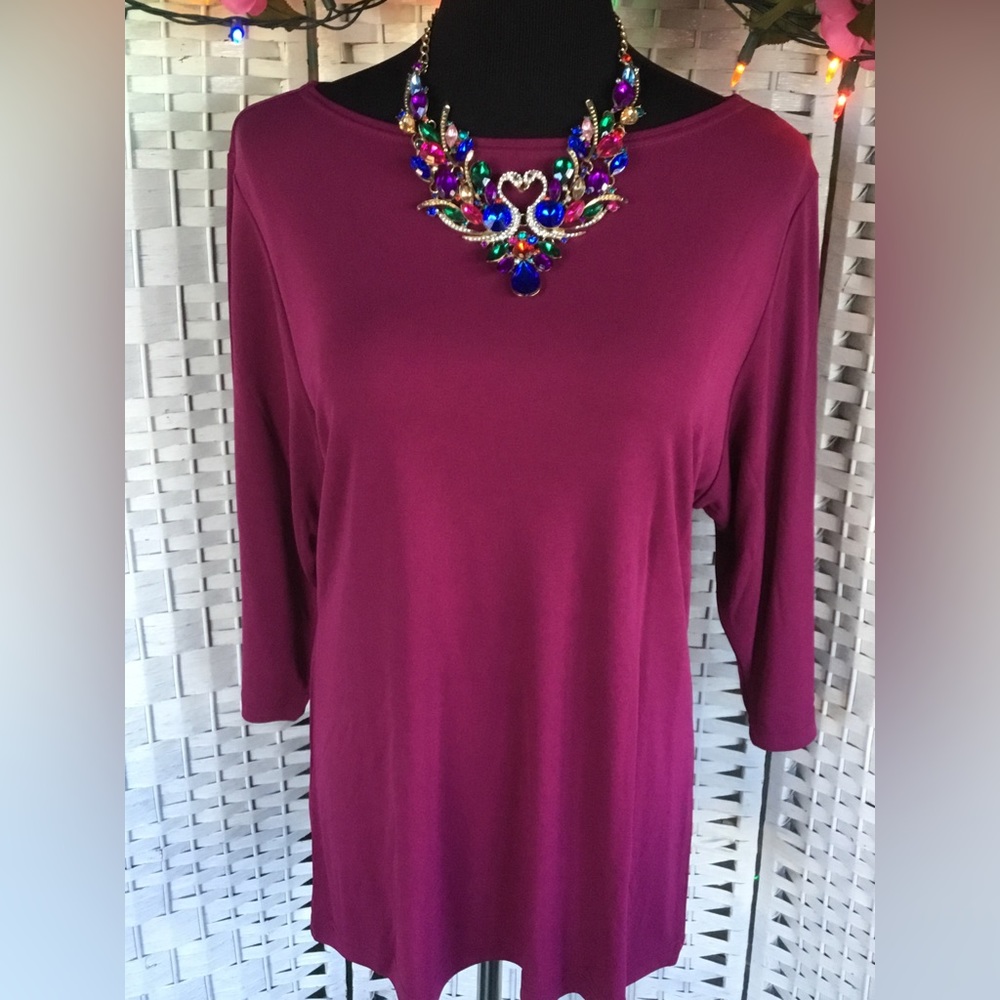 Vtg The Look by Randolph Duke Maroon Long Sleeve Top Vintage Burgundy   …